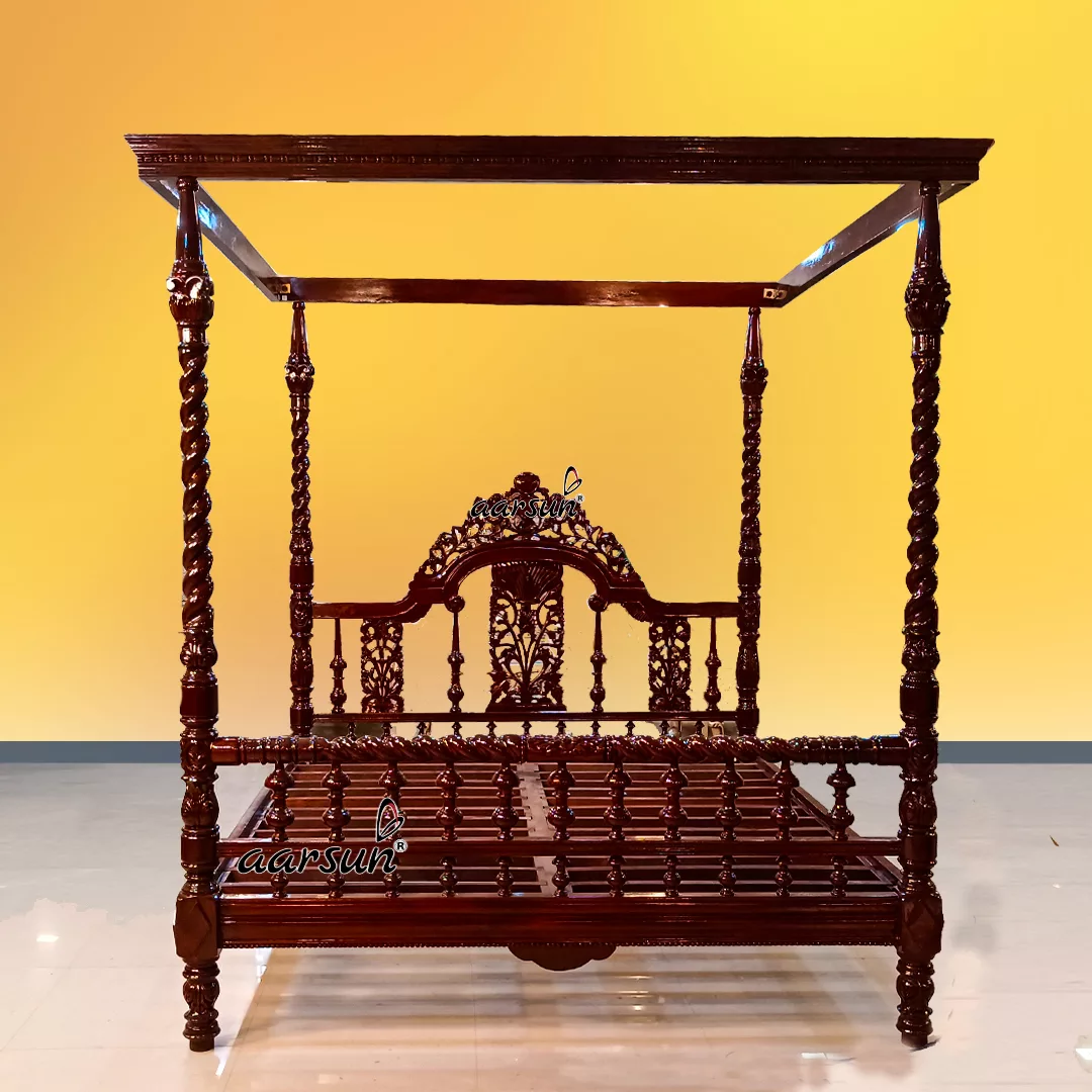 Antique Four Poster Bed Teak Wood