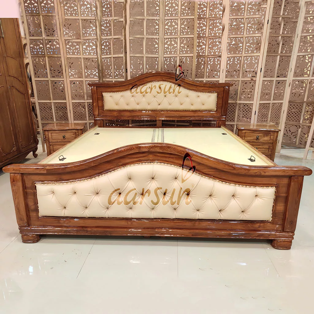 Antique Polish Simple Wooden Bed for Modern Home view 7