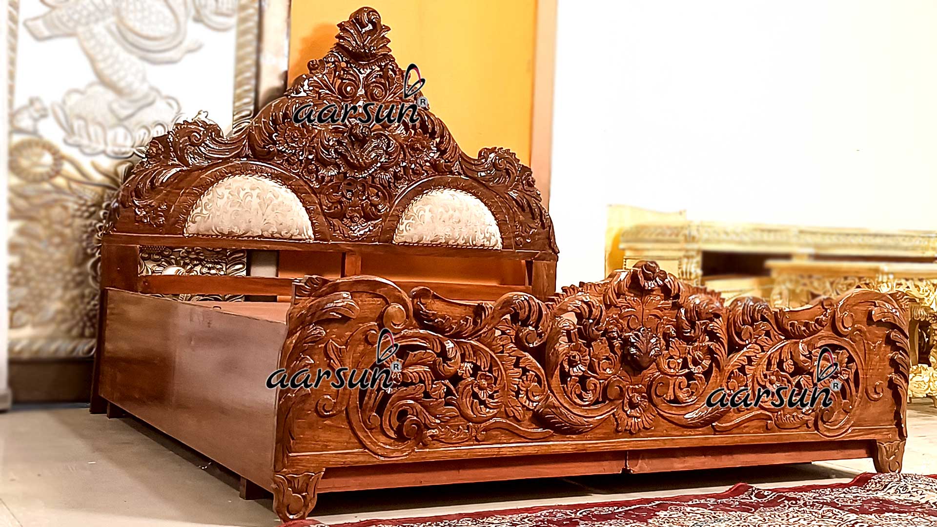Bed Design Sheesham Wood view 3