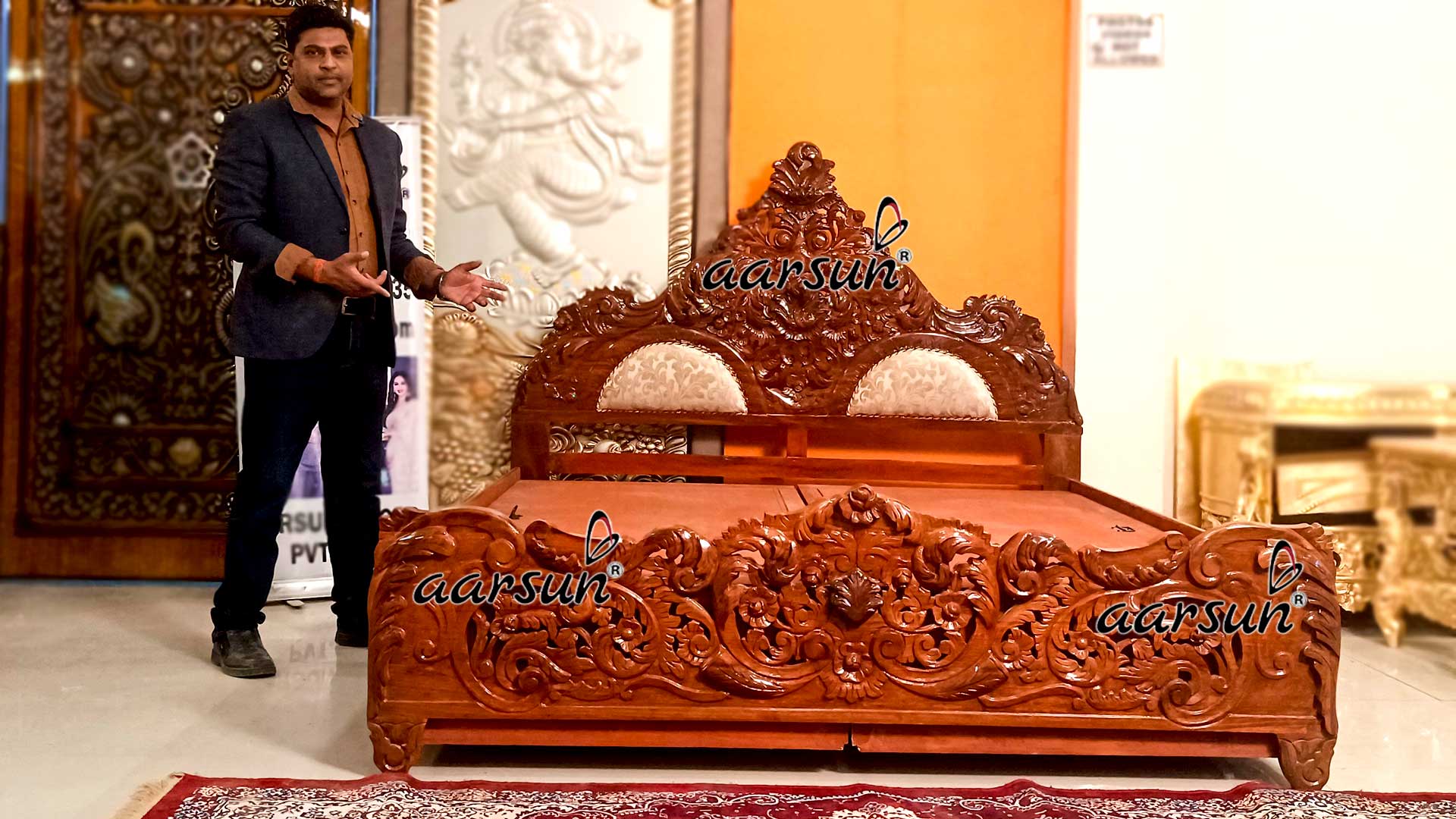 Bed Design Sheesham Wood view 4