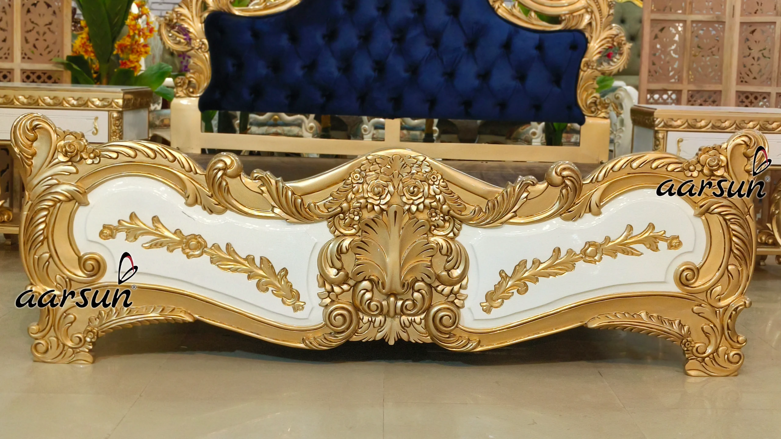 Bedroom Furniture in Antique gold and White Deco Paint view 5