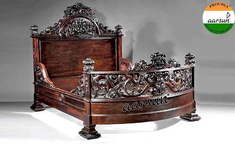 Boat shape stylish Bed design in Wood