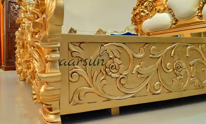 Carved King Size Bed in Teak Wood view 6