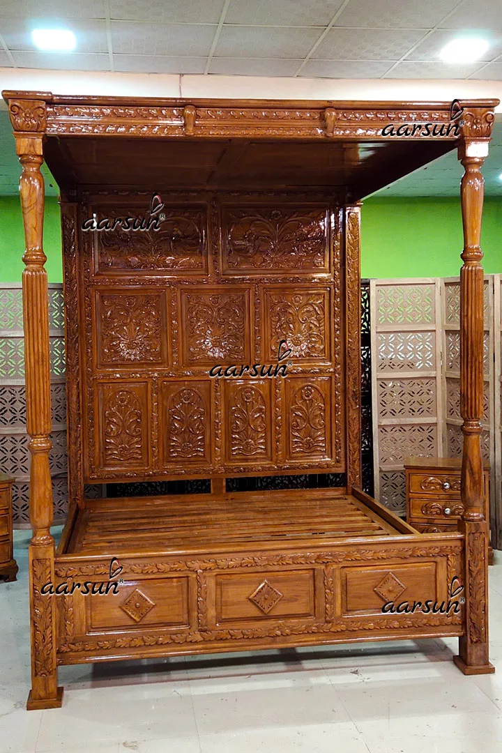 Classic Indian Canopy Bed Poster Bed view 3