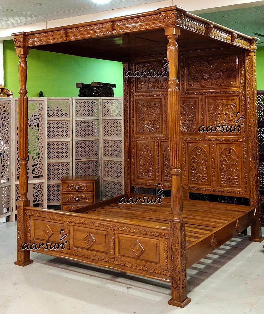 Classic Indian Canopy Bed Poster Bed view 5