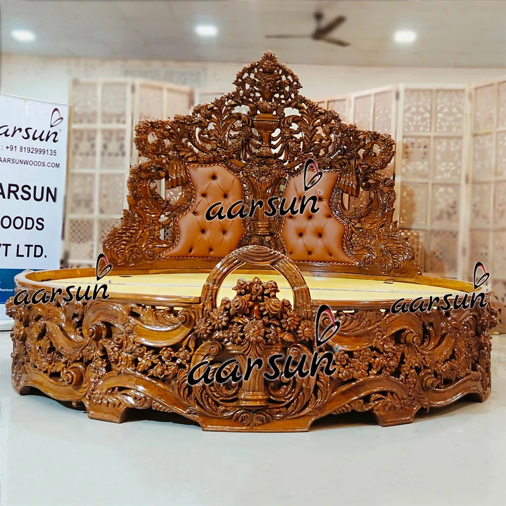Classic Luxurious Round Bed with Storage view 4