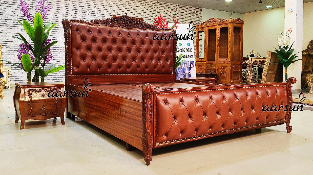 Classic Teak Wood Bed with Storage view 4
