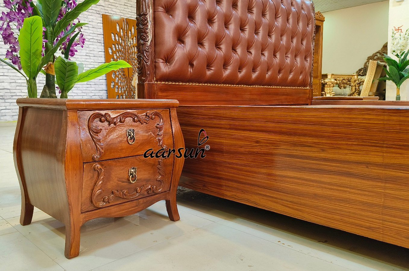 Classic Teak Wood Bed with Storage view 5