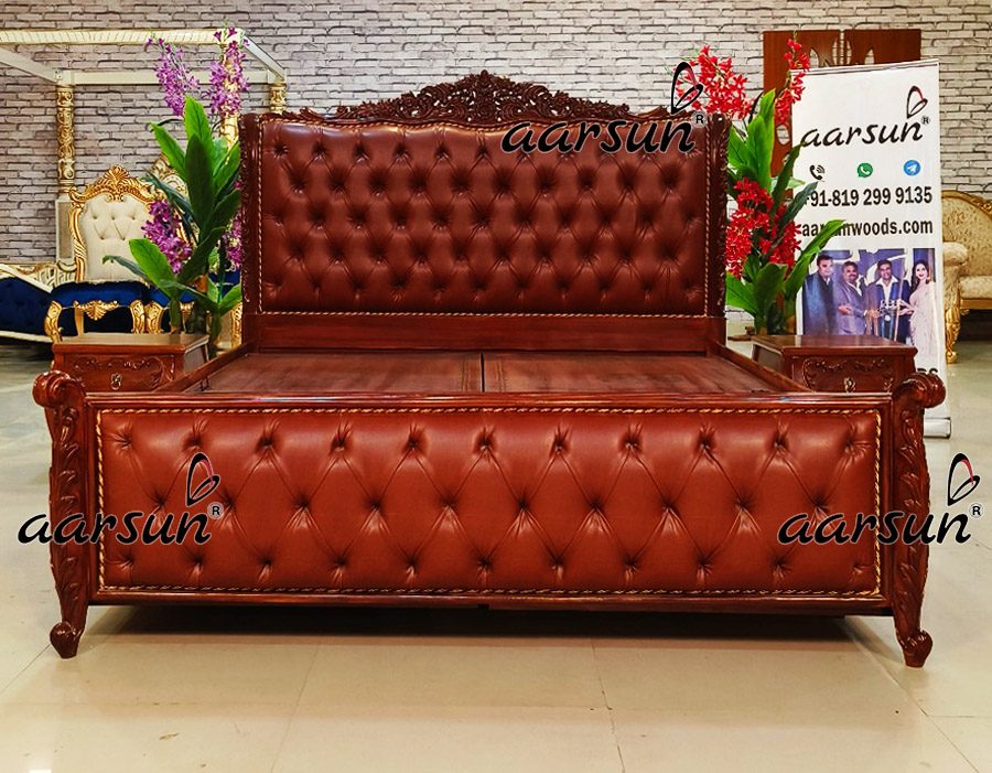 Classic Teak Wood Bed with Storage
