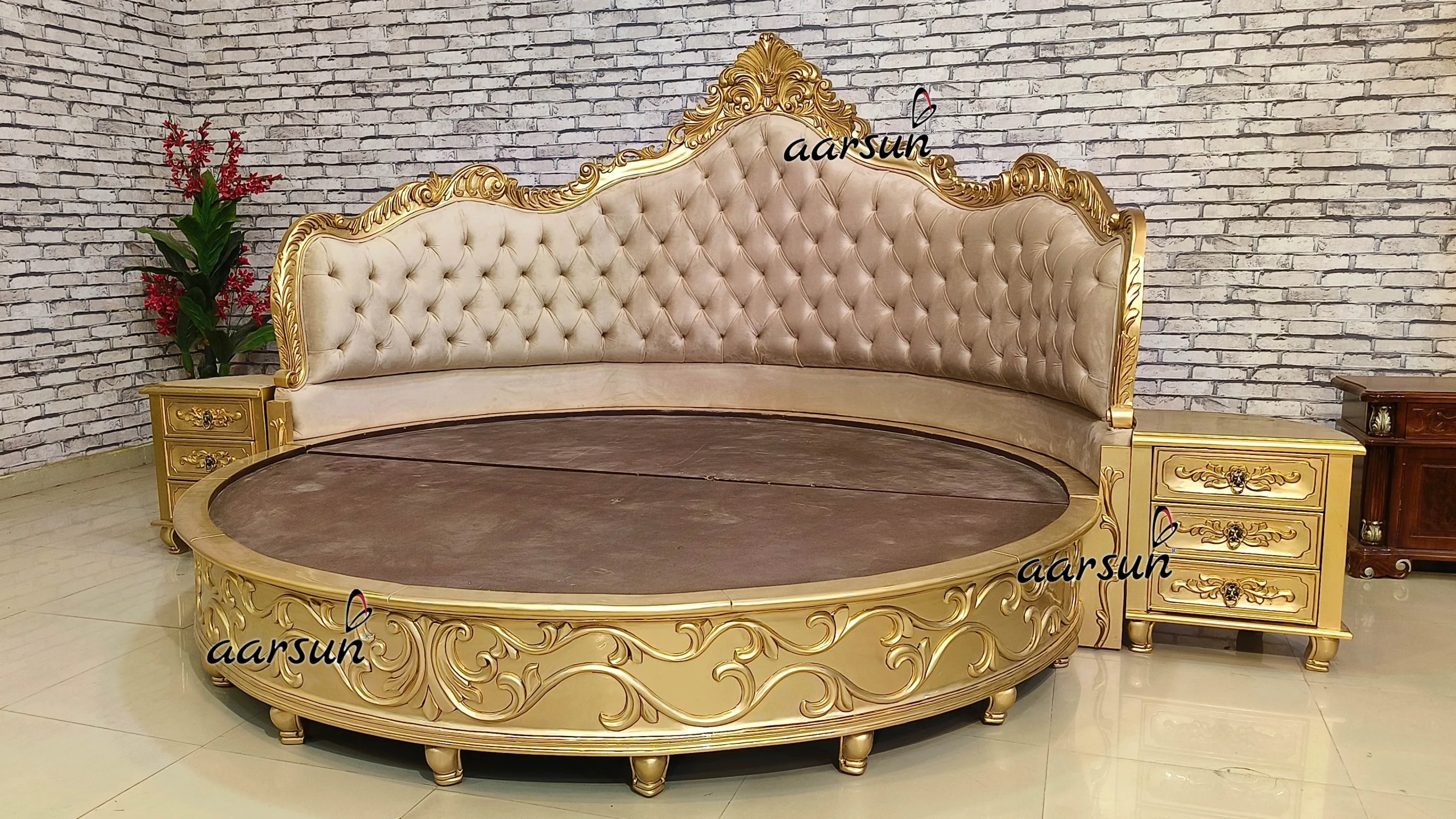 Custom-Crafted Huge Round Bed with Almirah view 3