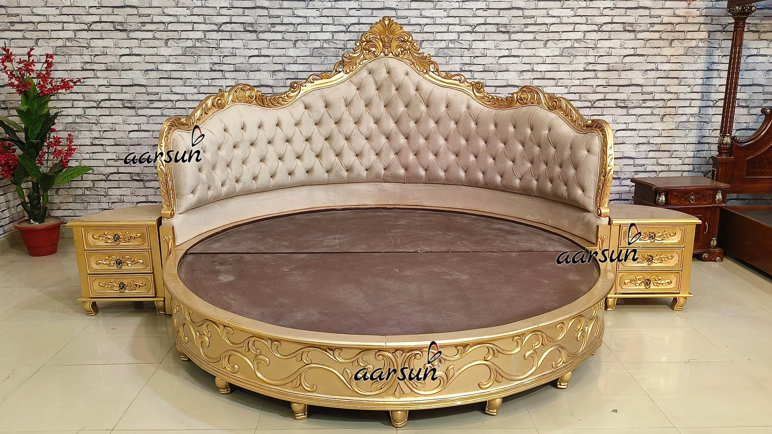 Custom-Crafted Huge Round Bed with Almirah view 5