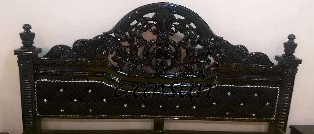 Dark Polished Bed with Side Table Dark Polish view 6