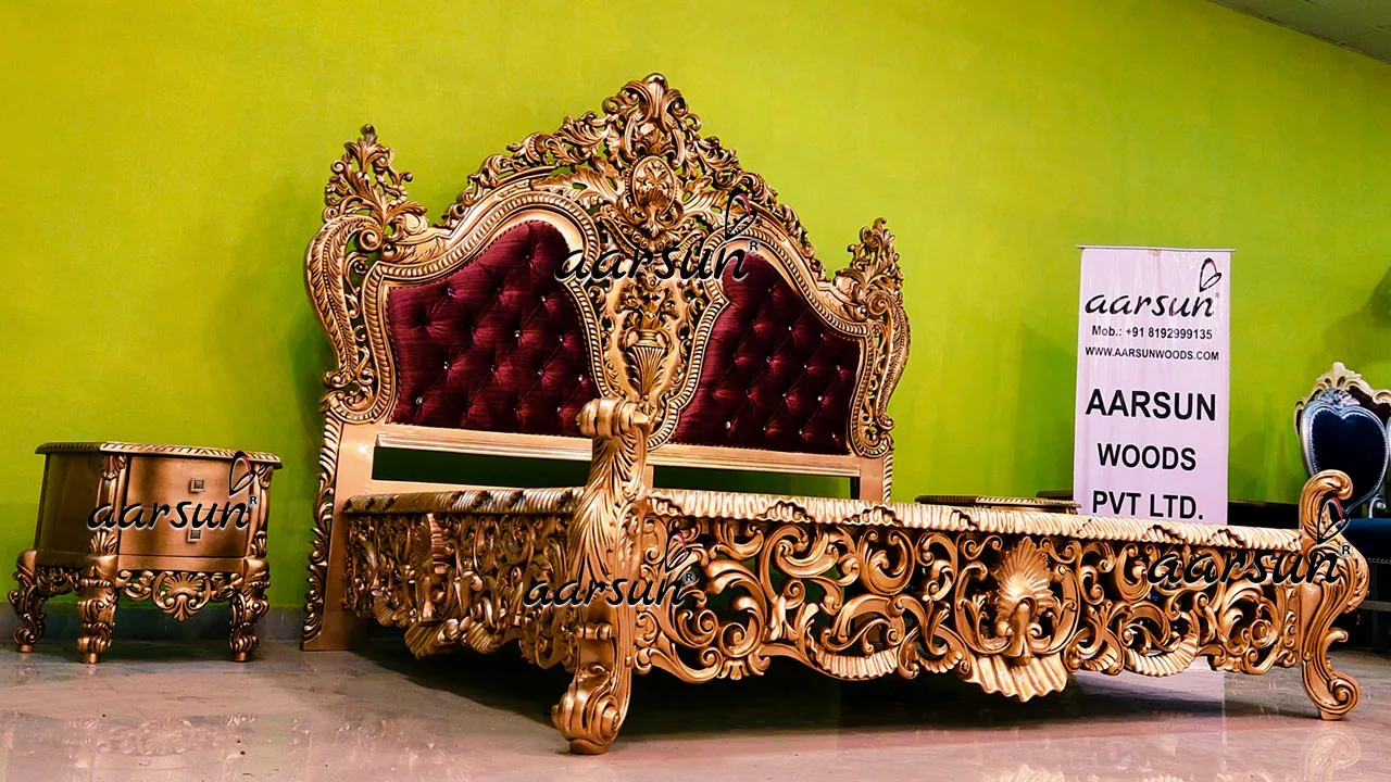 Extraordinary Bedroom Set in Royal Gold view 5
