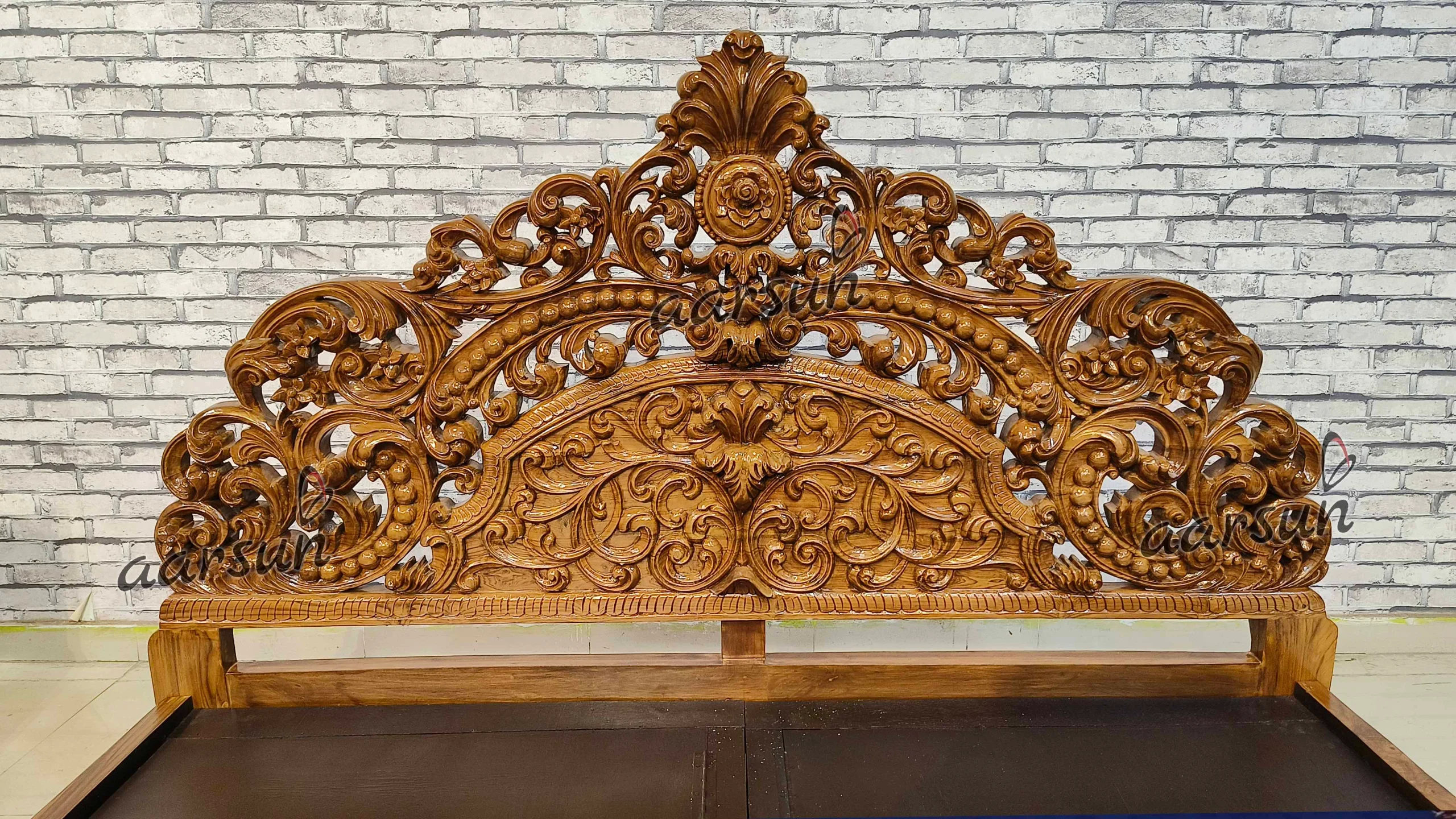 Fully Handcrafted Wooden Bed Design view 4