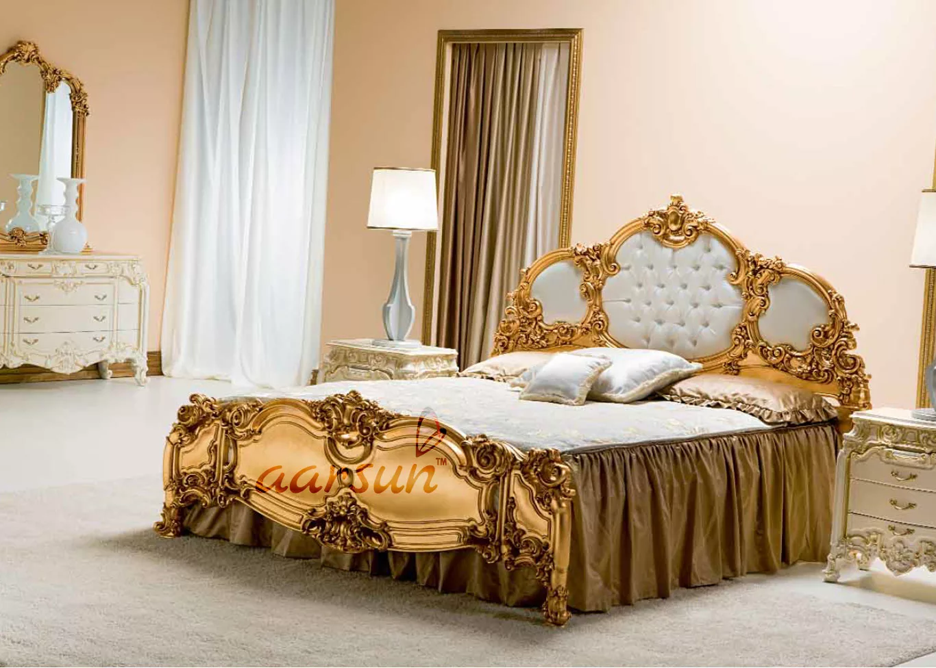 Golden Wooden Luxury Bed