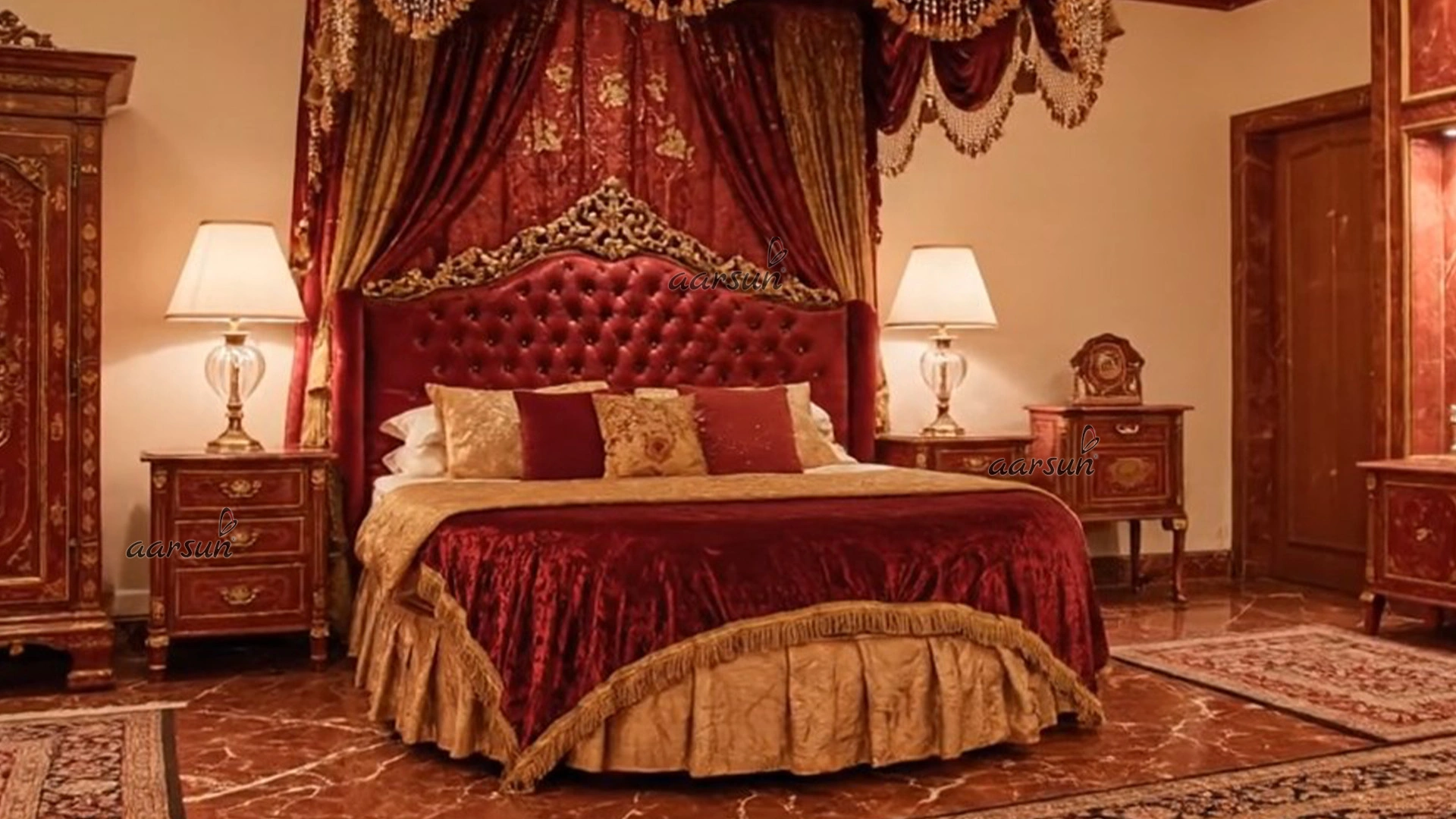 Grand Royal Round Bed Design Exquisite Craftsmanship And Artwork view 4
