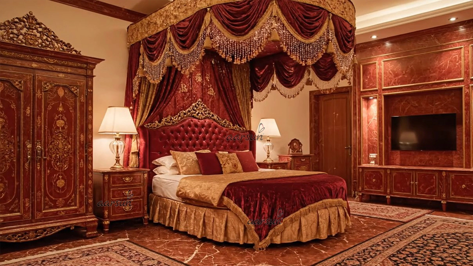 Grand Royal Round Bed Design Exquisite Craftsmanship And Artwork