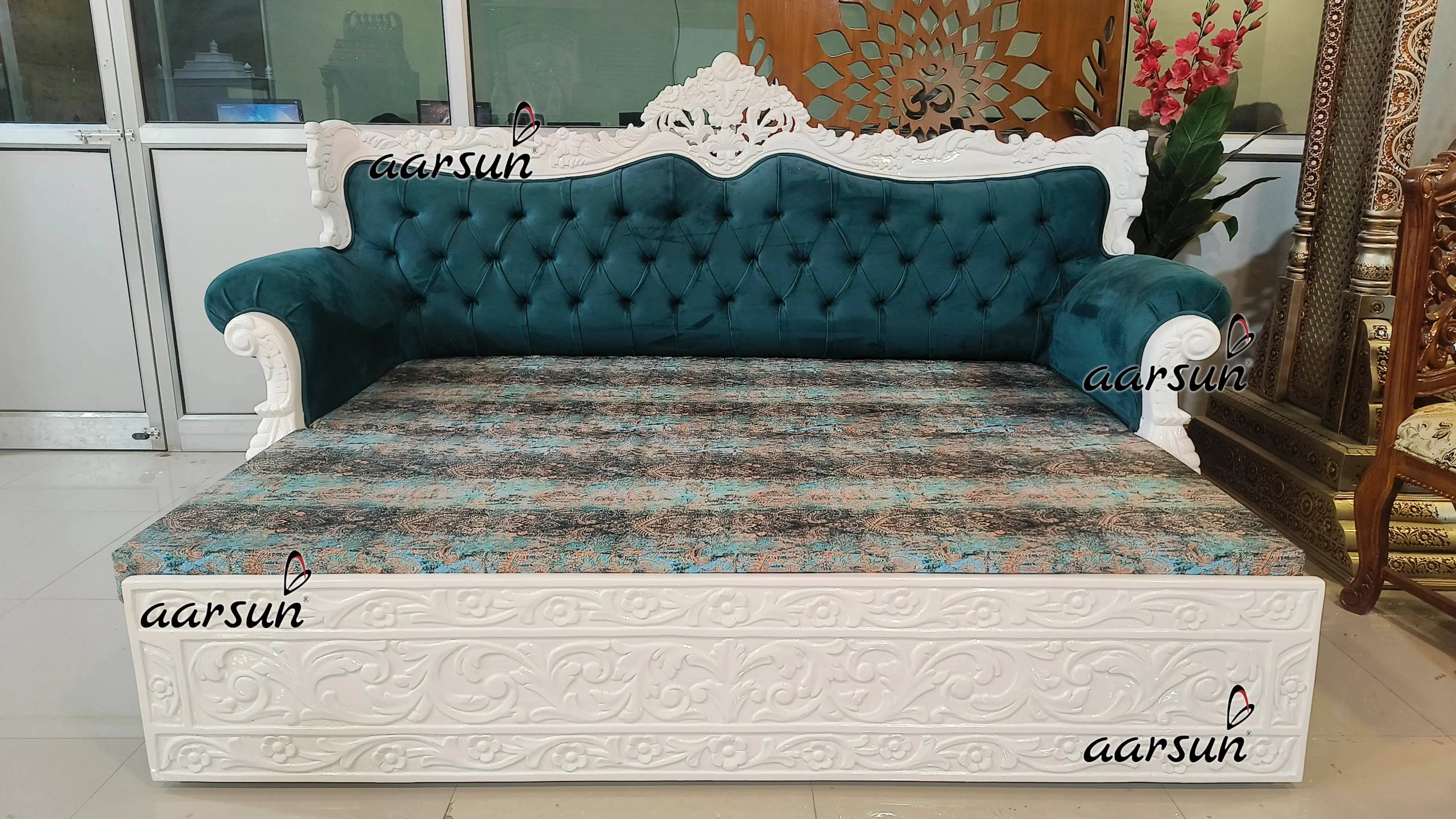 Hand Carved Modular Sofa Cum Bed Design view 3