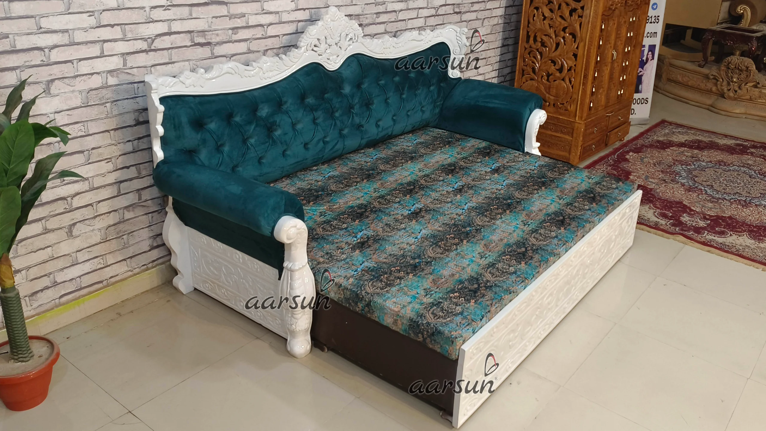 Hand Carved Modular Sofa Cum Bed Design view 5