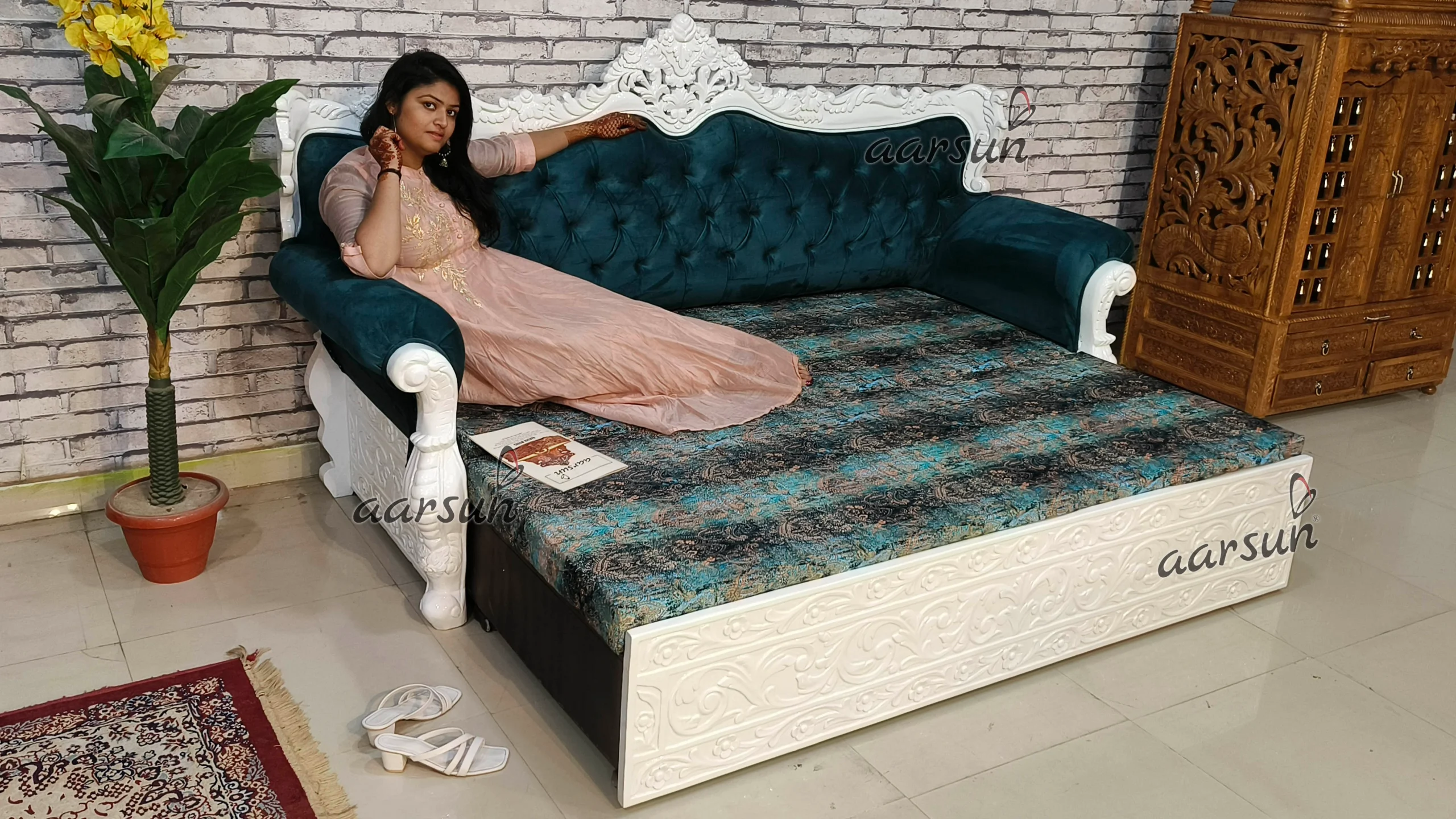 Hand Carved Modular Sofa Cum Bed Design view 6