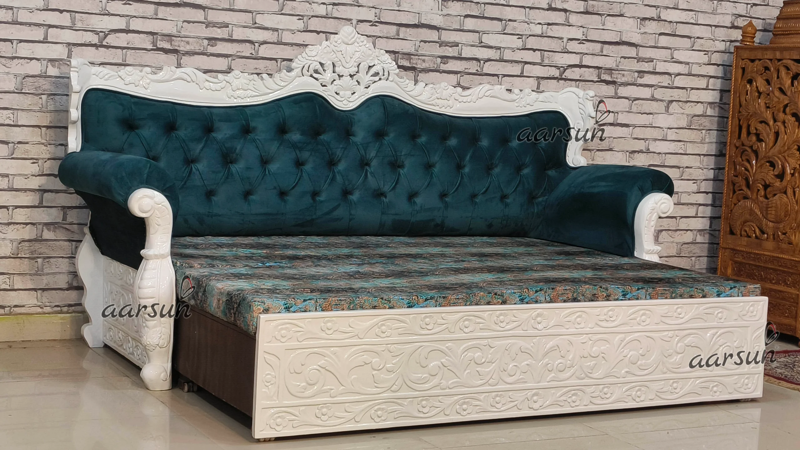 Hand Carved Modular Sofa Cum Bed Design view 7
