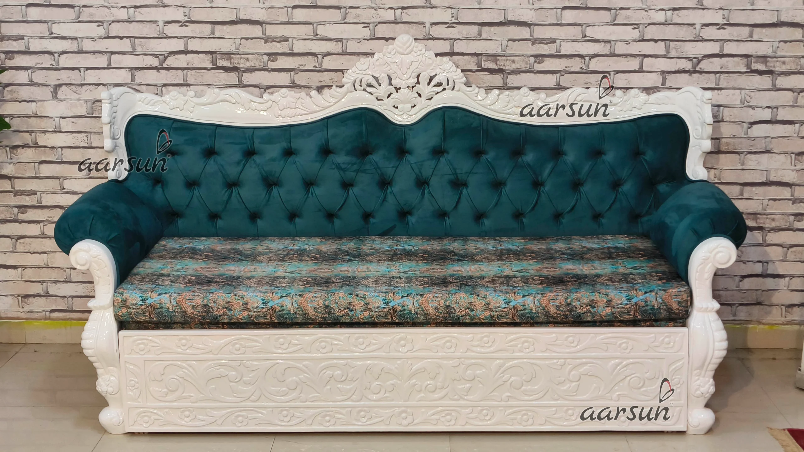 Hand Carved Modular Sofa Cum Bed Design