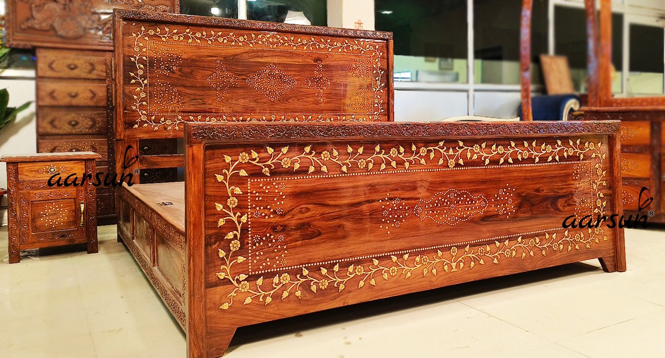 King Size Sheesham Wood Bed view 3