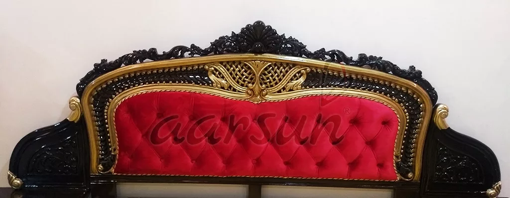 King Size Wooden Bed in Dark Polish view 4