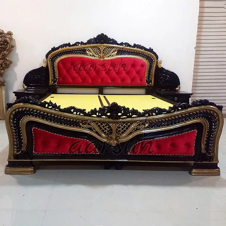King Size Wooden Bed in Dark Polish view 7