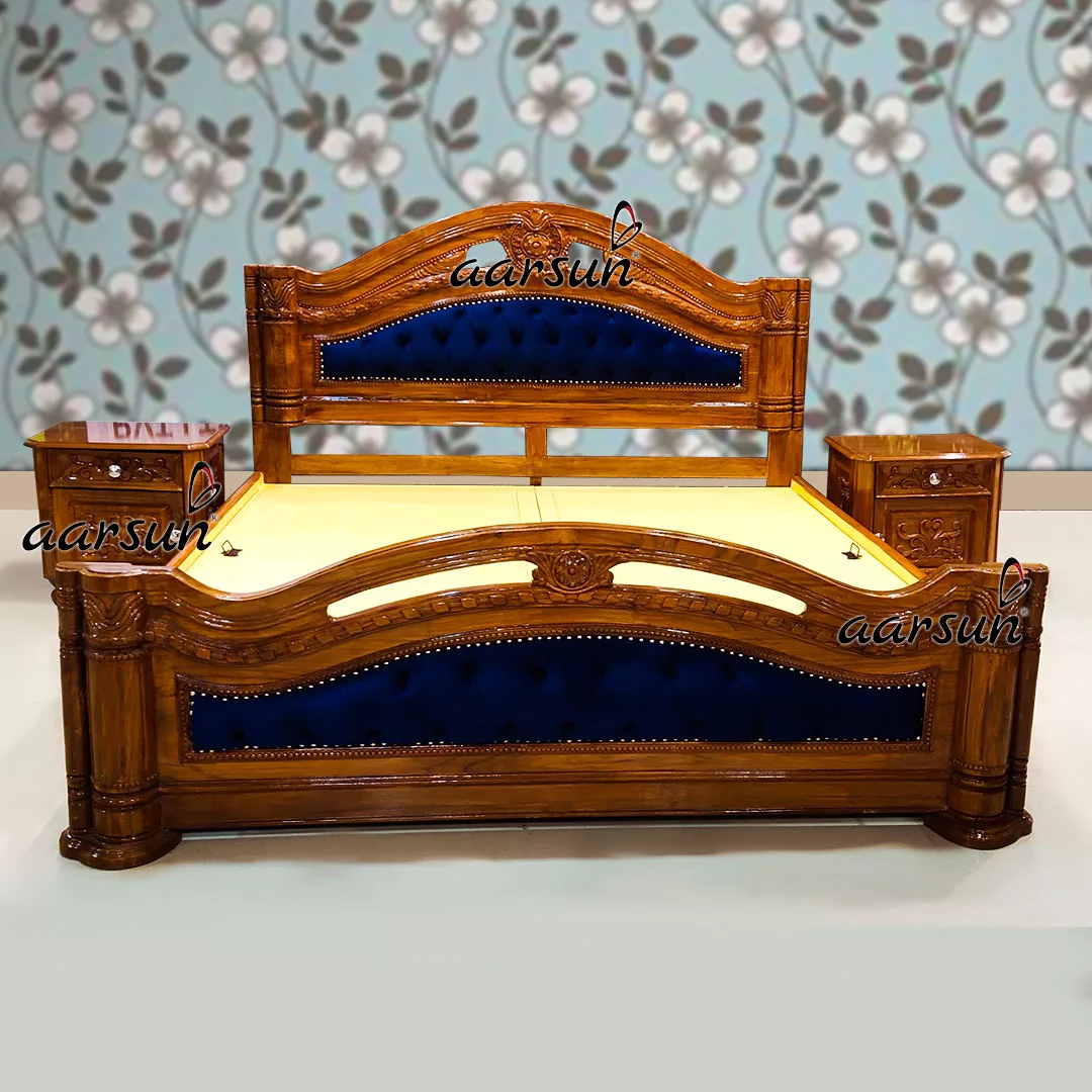 King size bed Modern Stylish Wooden design view 3