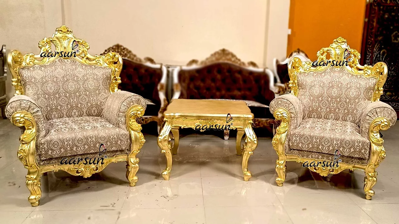 Luxurious Bedroom Furniture in Gold view 3