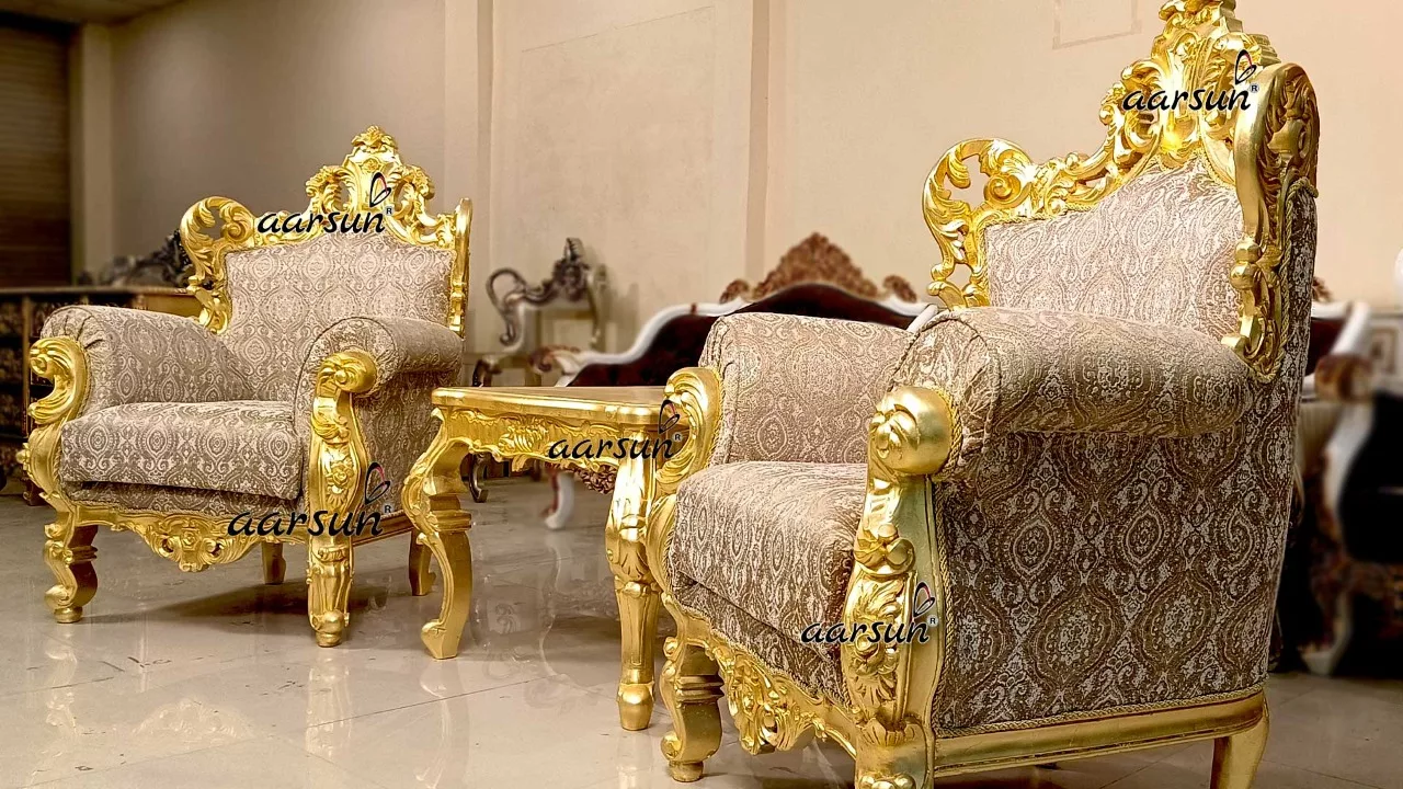 Luxurious Bedroom Furniture in Gold view 4