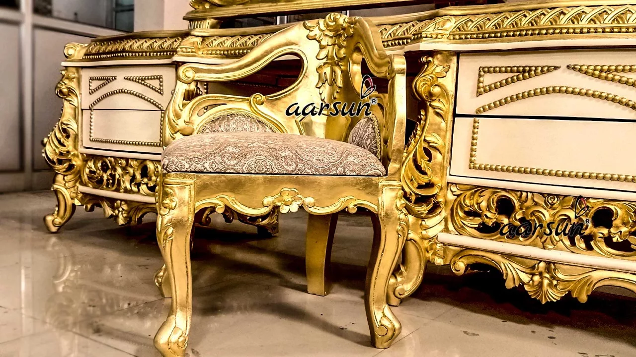 Luxurious Bedroom Furniture in Gold view 6
