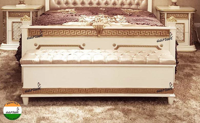 Luxury Bedroom Set in White & Gold view 5