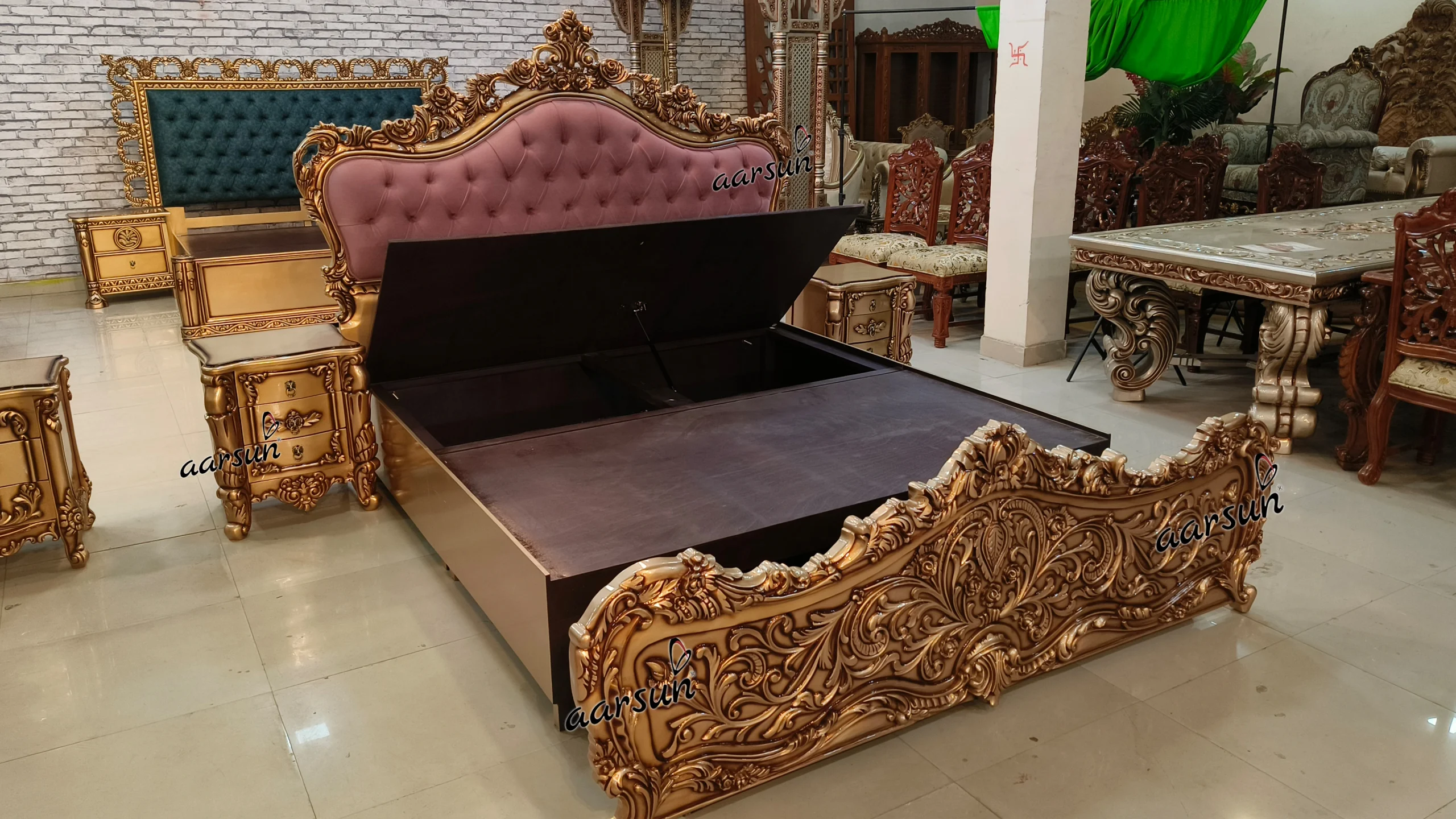 Luxury bed design with 2 different storage view 7