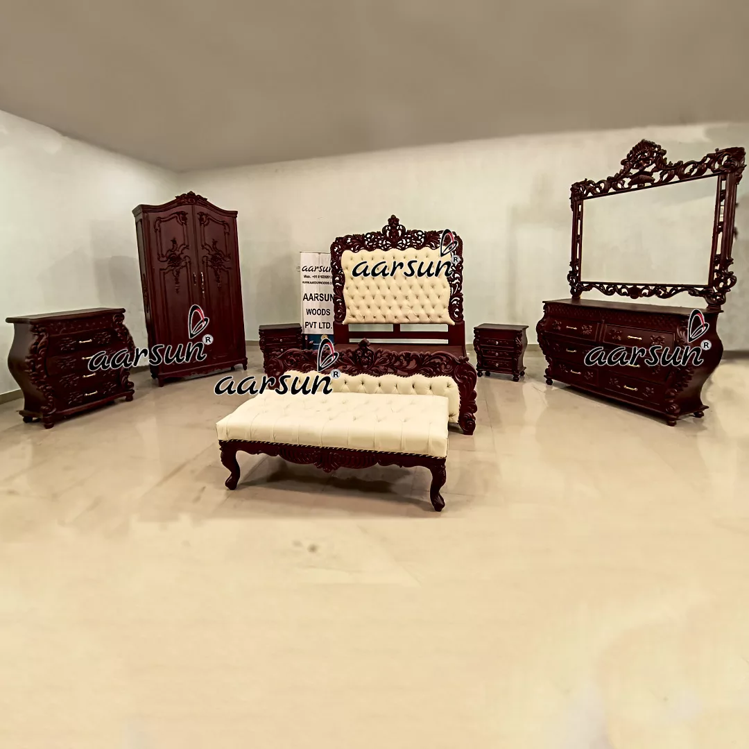 Mahogany Finish Royal Bedroom Set view 4