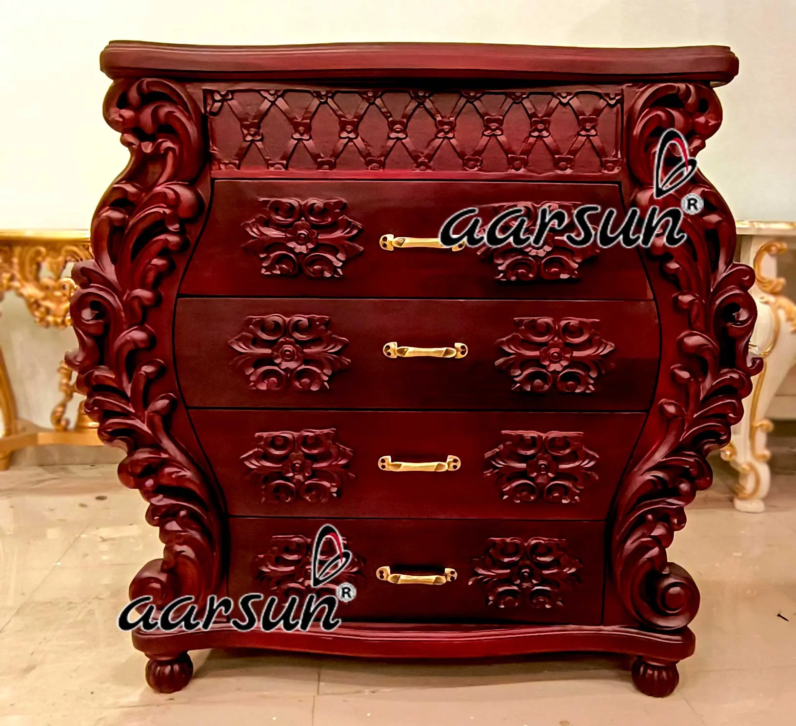 Mahogany Finish Royal Bedroom Set view 5