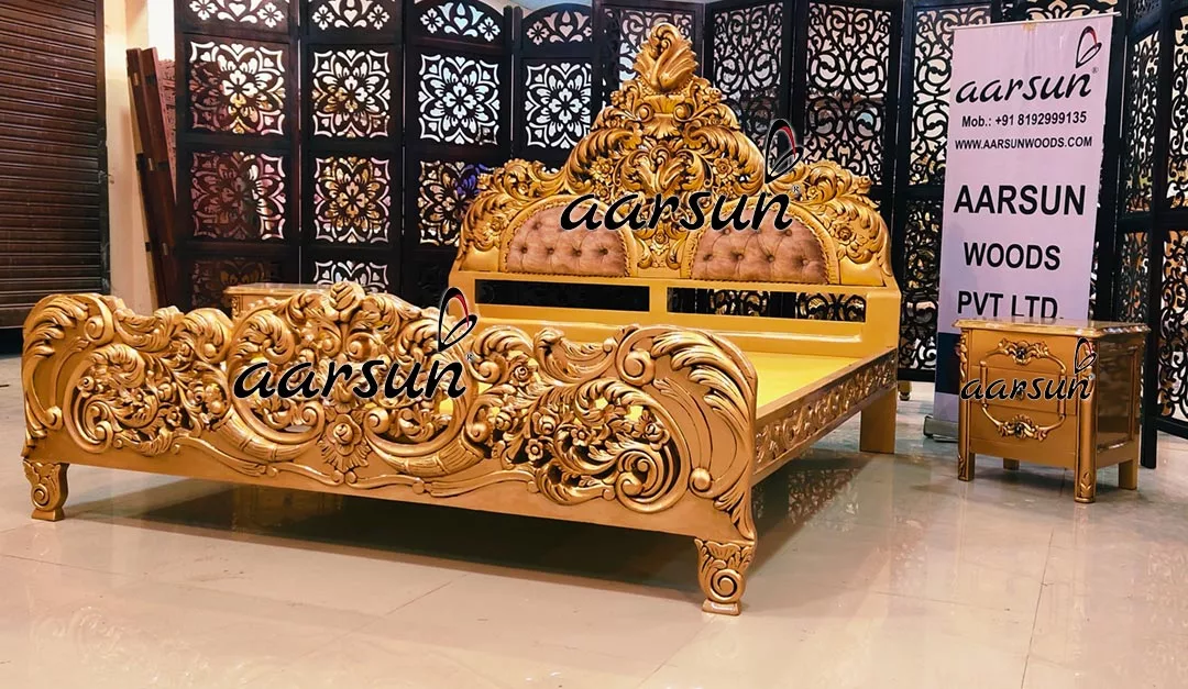 Majestic King Size Golden Bed view 4