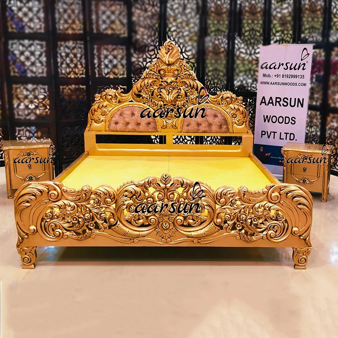 Majestic King Size Golden Bed view 5