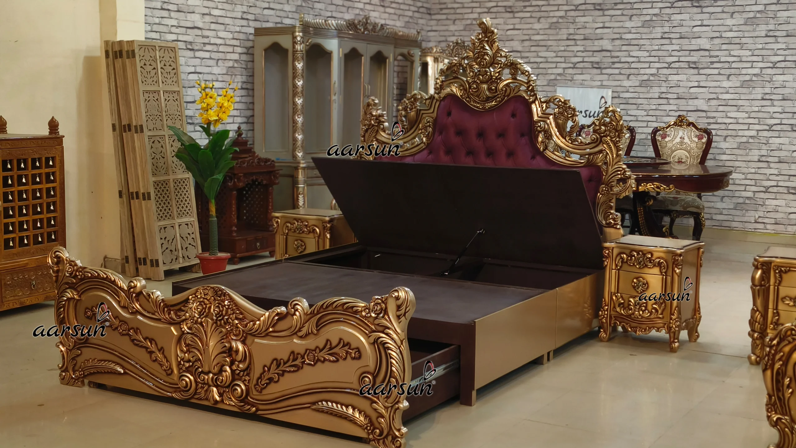 Modern Style bed design with 2 different storage view 3