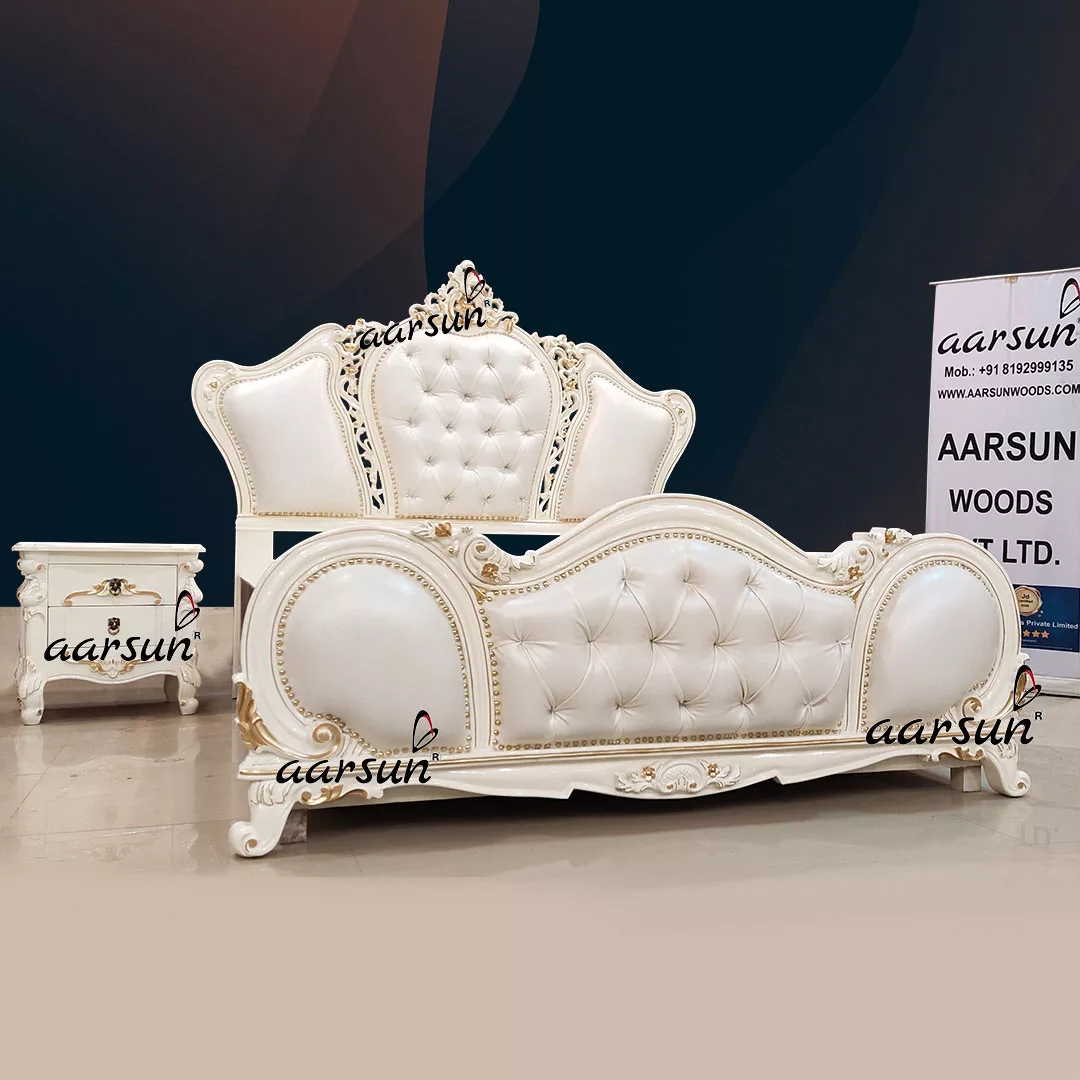 Premium Bedroom Set in White & Gold