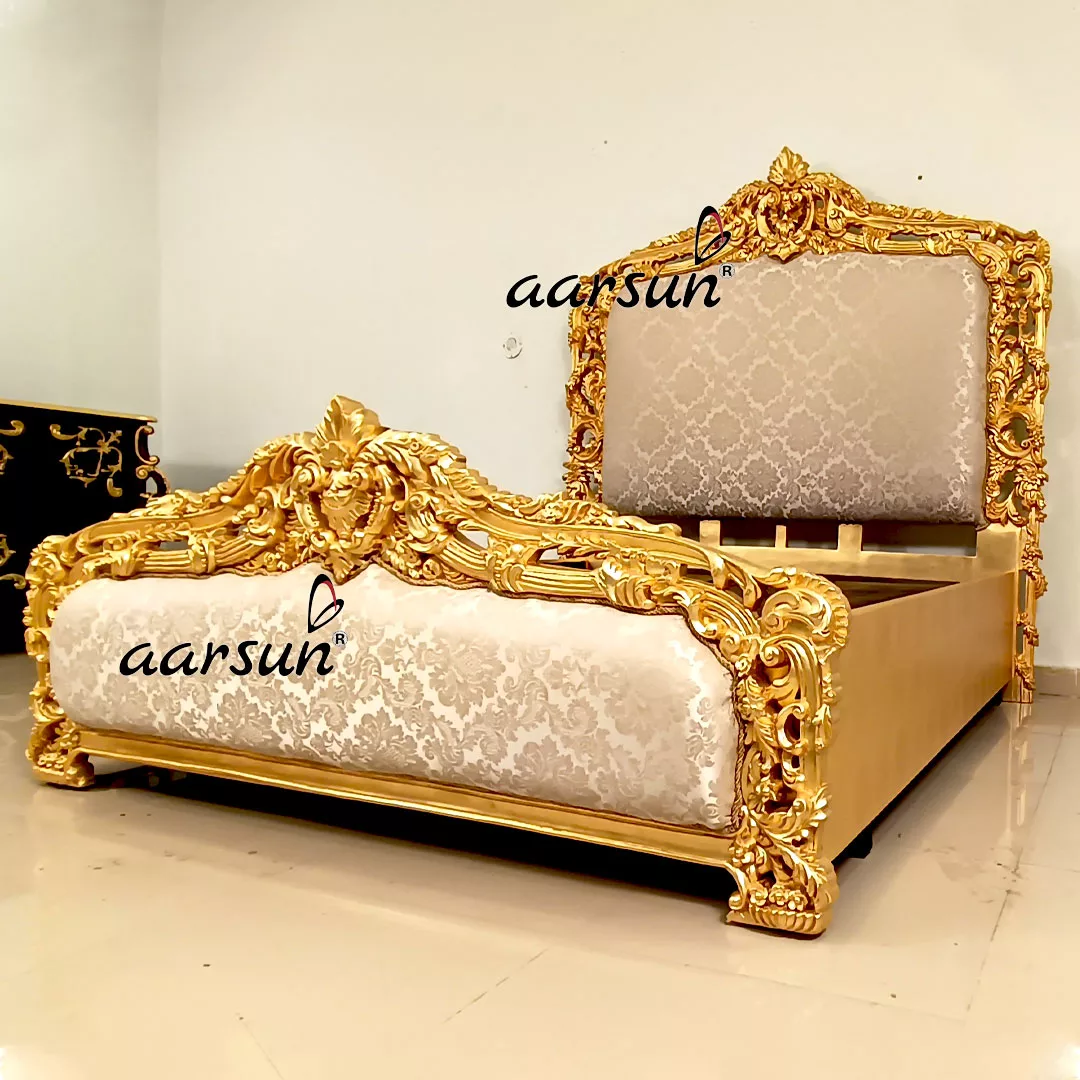 Premium King Size Bed with Gold Leafing view 3