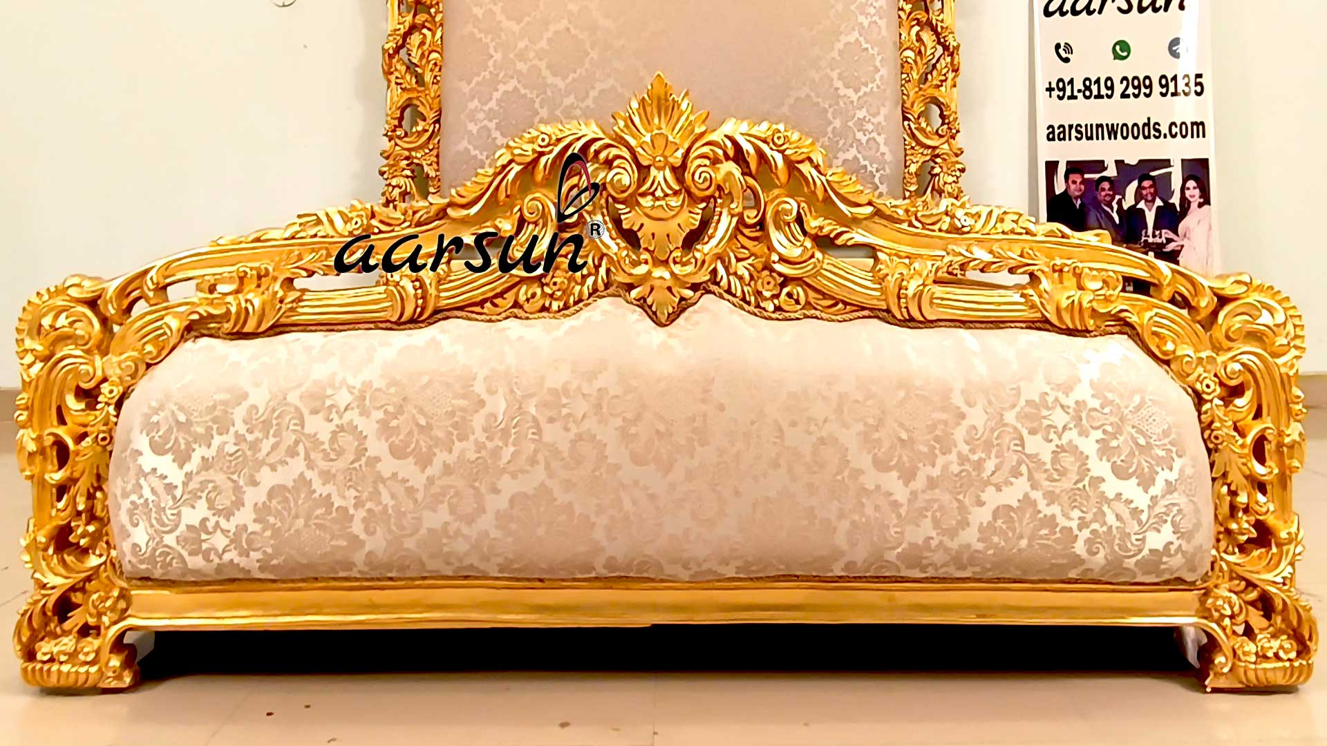 Premium King Size Bed with Gold Leafing view 4