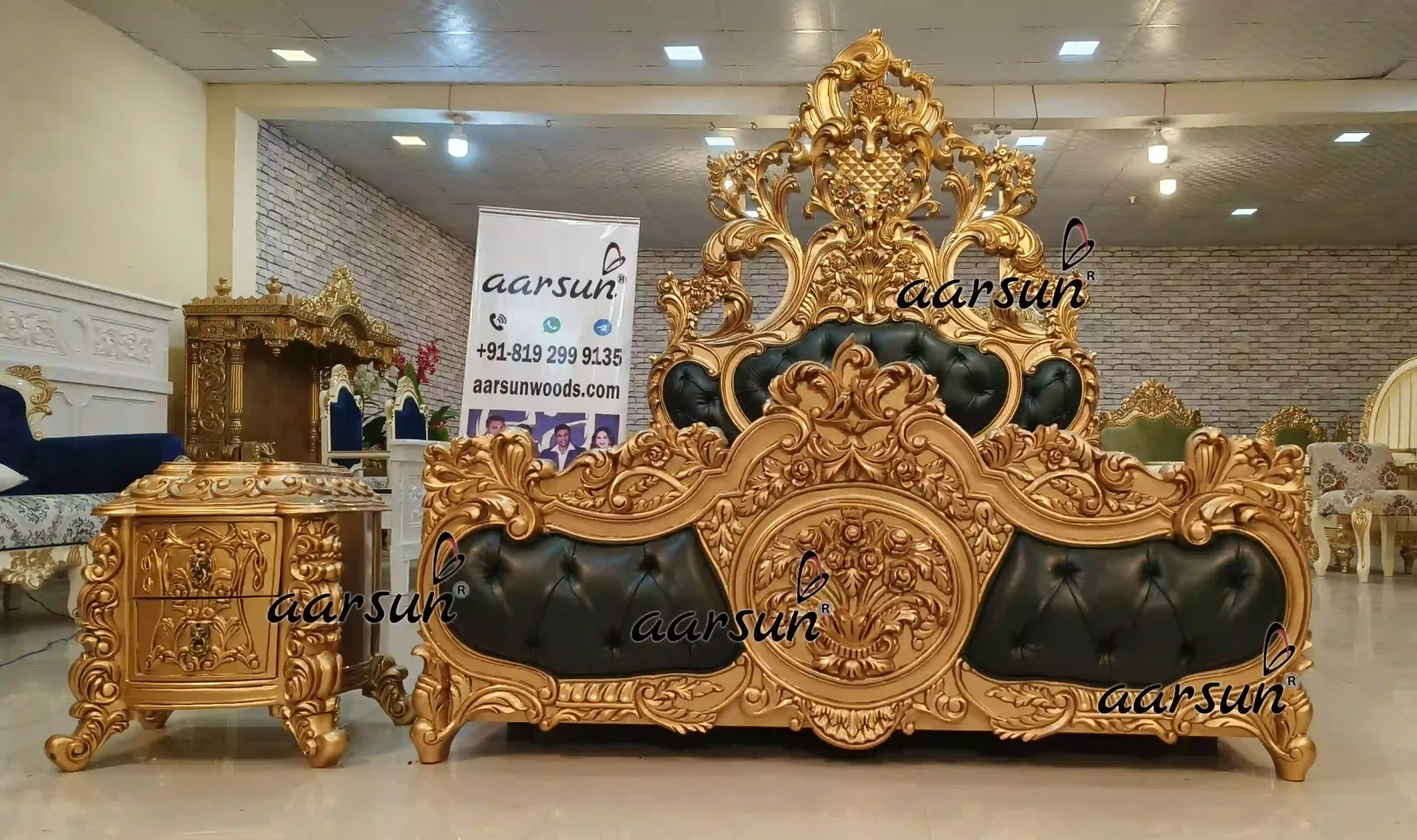 Queen Size Wooden Bed with Side Tables view 6