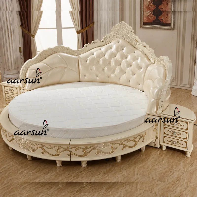 Royal Round Bed in White and Gold Polish view 3