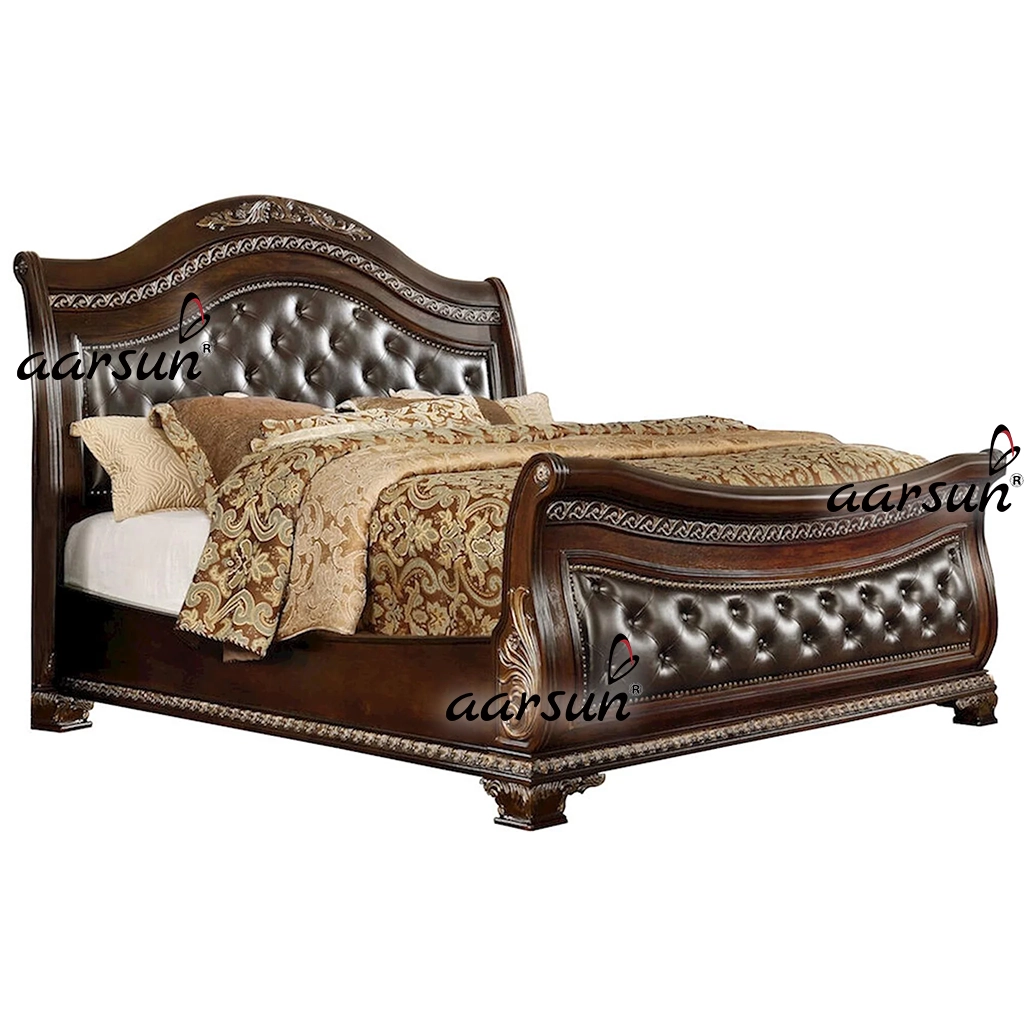 Royal Sleigh Bed-Timeless Elegance Handcrafted view 3