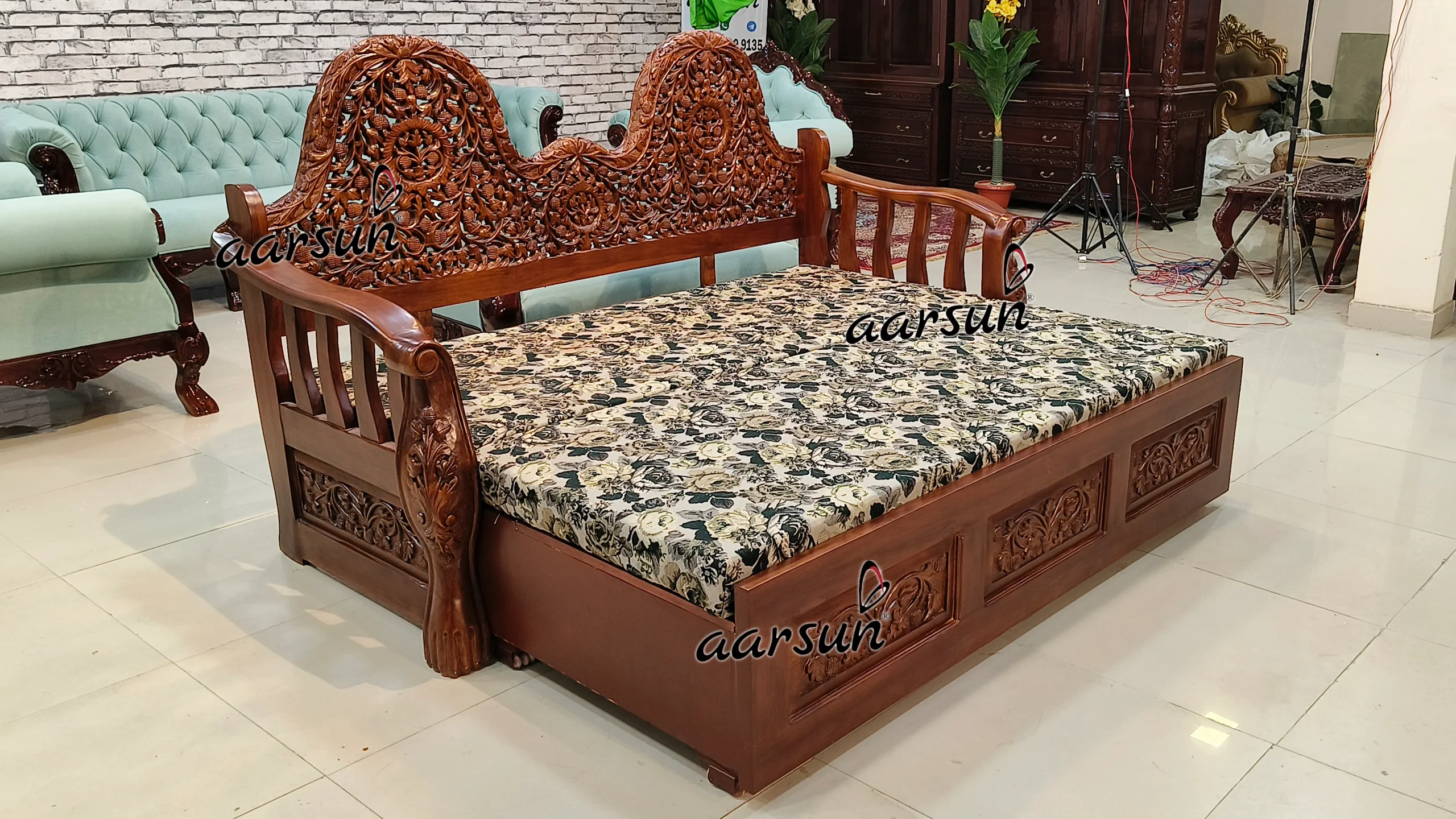Royal Sofa Cum Bed in Teak Wood view 3