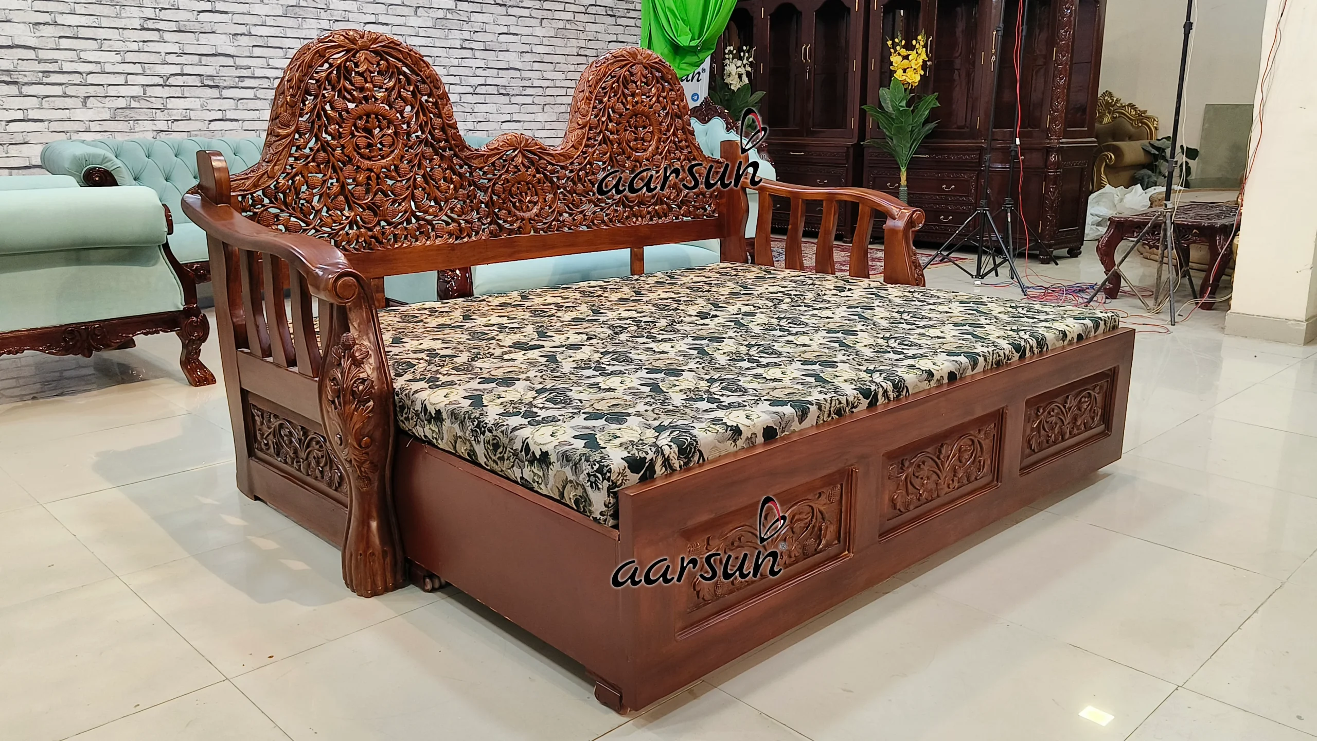 Royal Sofa Cum Bed in Teak Wood view 4
