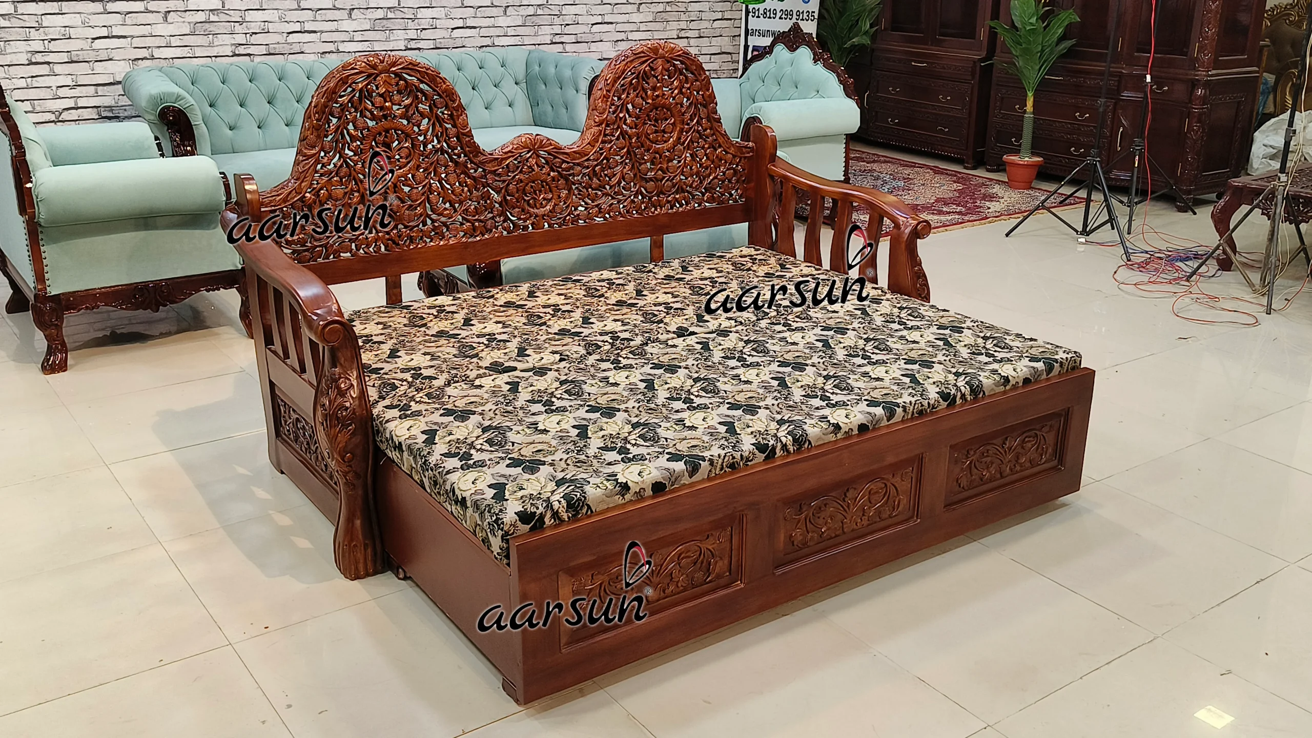 Royal Sofa Cum Bed in Teak Wood view 5