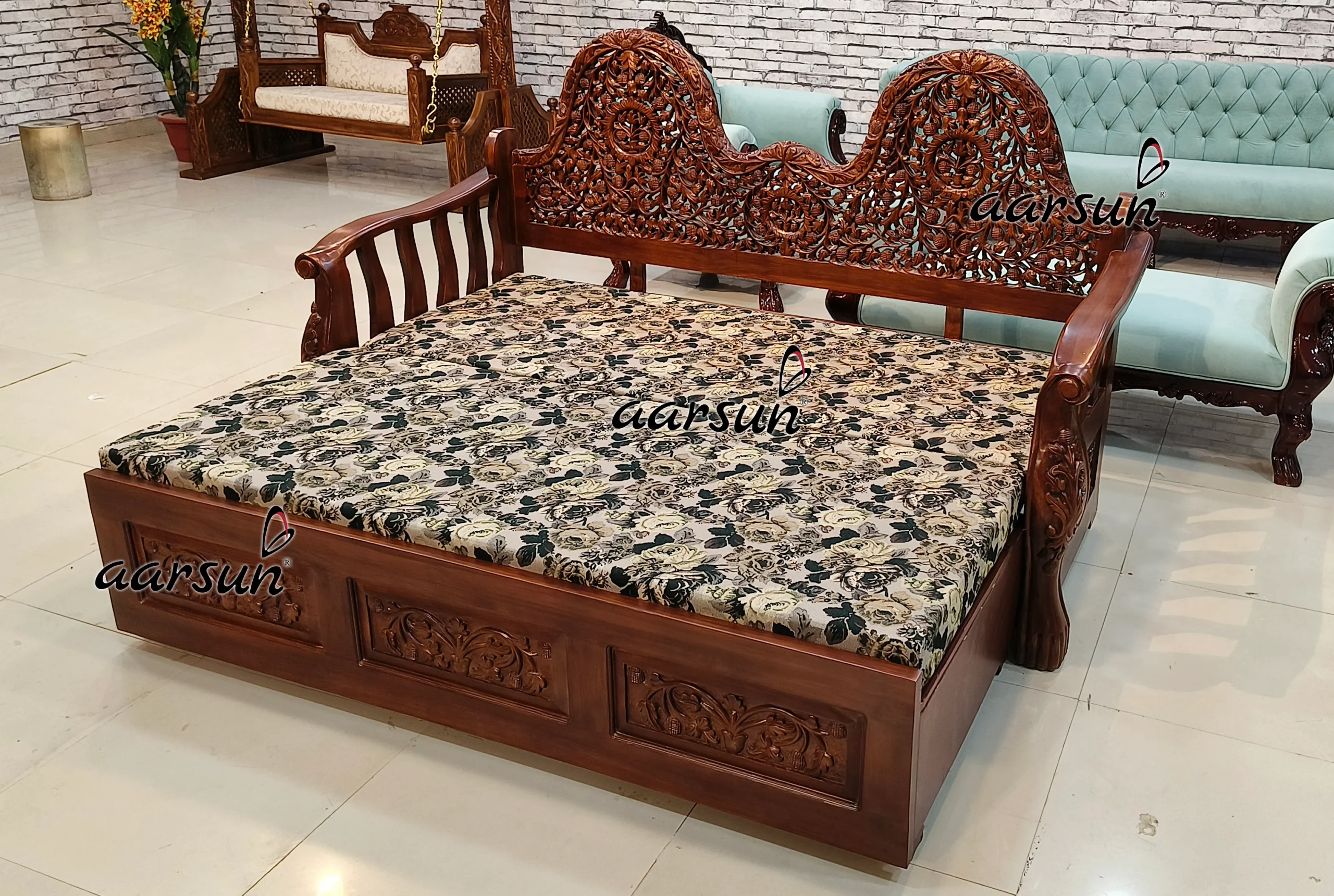 Royal Sofa Cum Bed in Teak Wood view 6